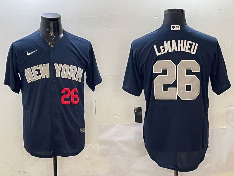 Men New York Yankees #26 Lemahieu Blue Game 2025 Nike MLB Jersey style 2